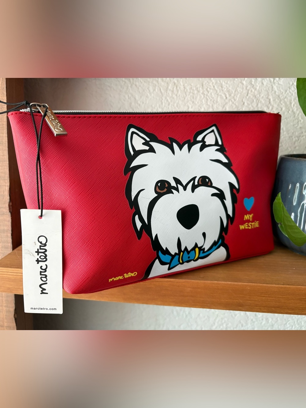 Red Westie Dog Cosmetic Bag by